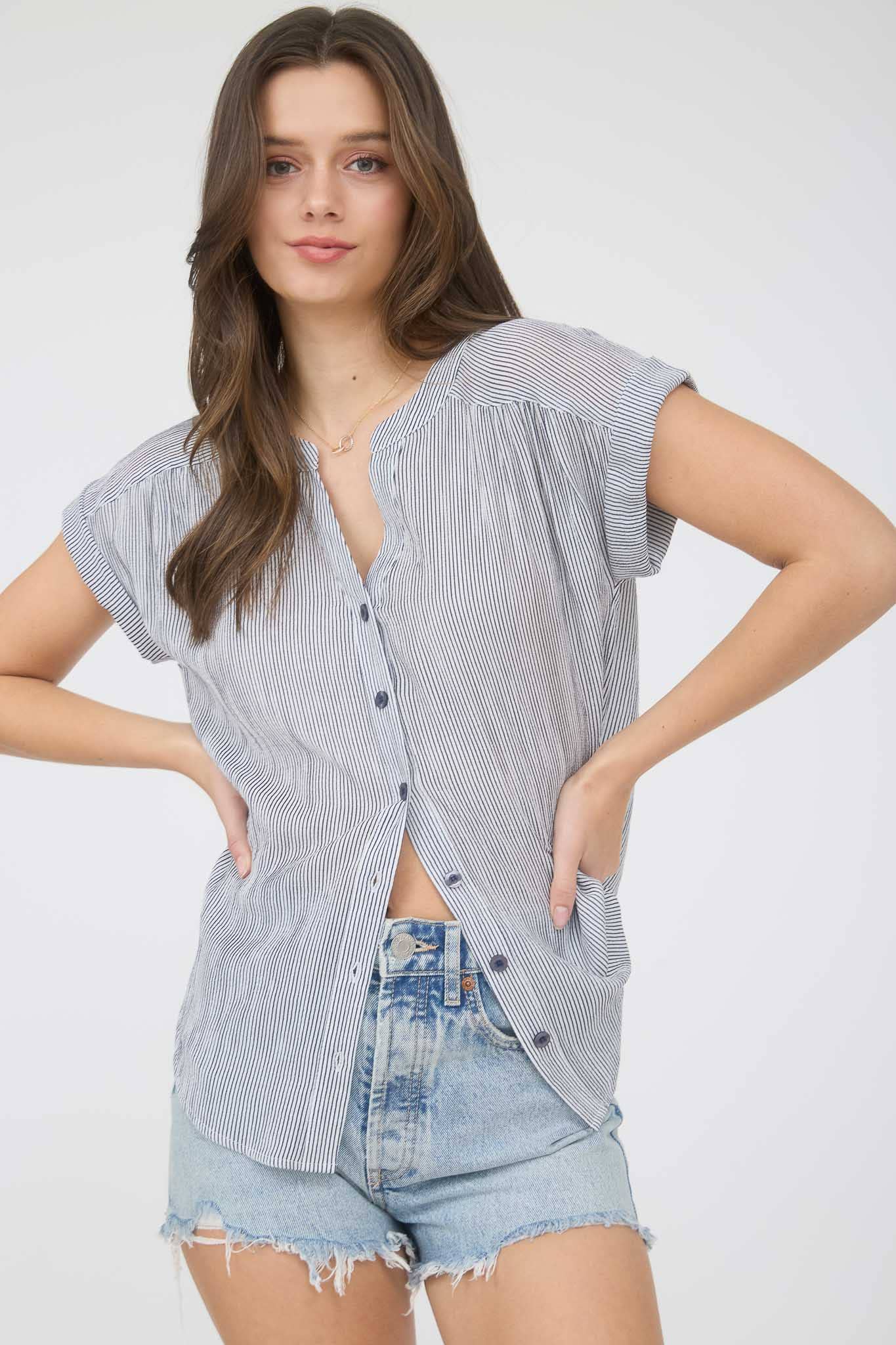 BLU PEPPER - INSTRIPE SHORT CUFF SLEEVE BUTTON DOWN SHIRT - 926 West