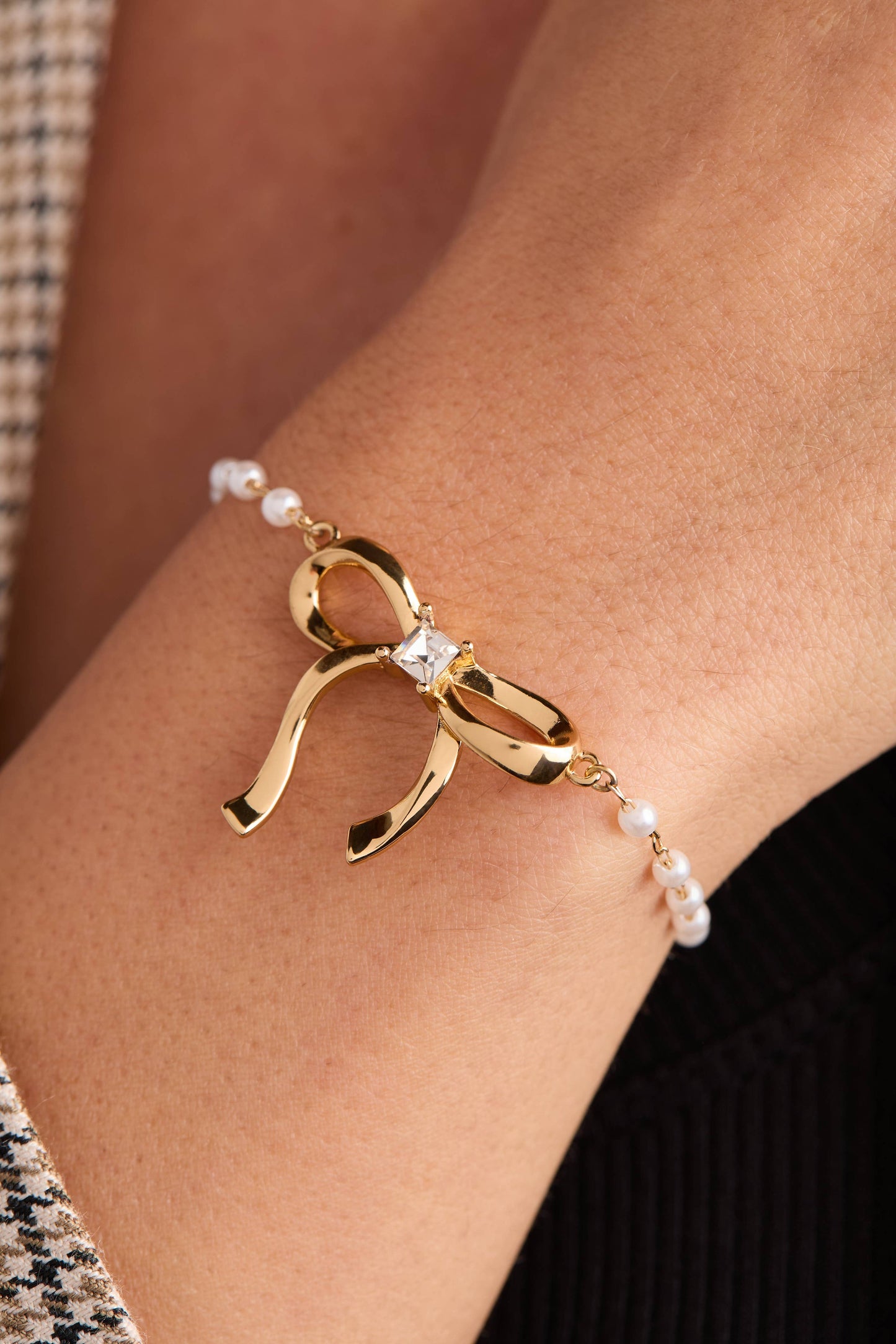 ALEX + ANI - Bow Pearl Coquette Beaded Bolo Bracelet