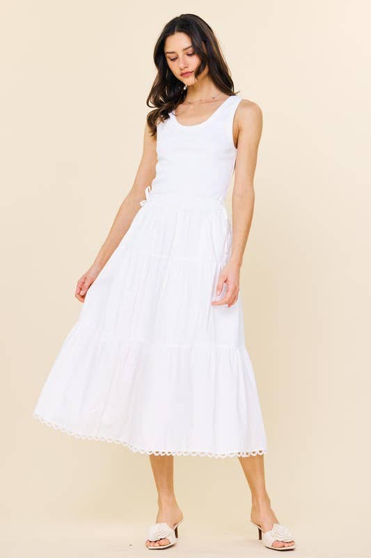 SKIES ARE BLUE -Sleeveless Knit Tank Poplin Skirt Dress - 926 West