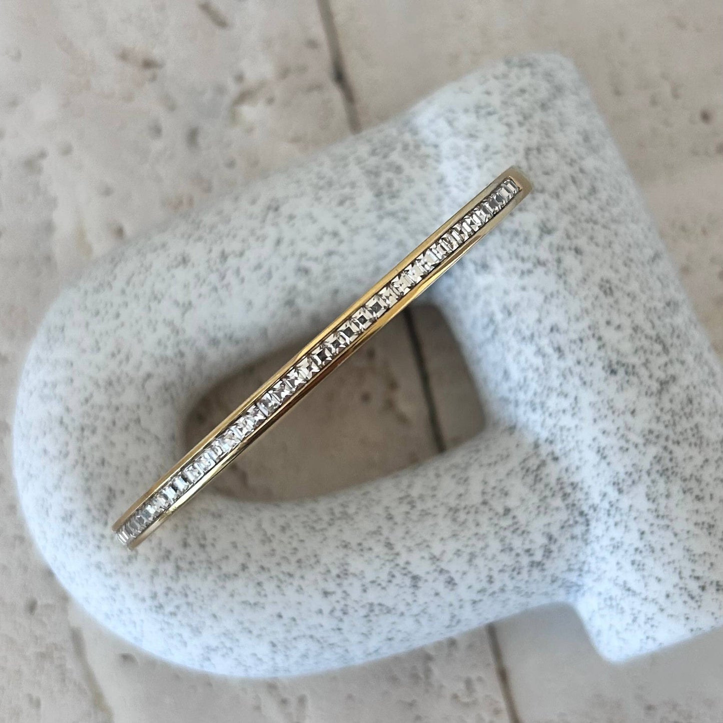 Tennis Bangle Bracelet 18K Gold Plated over stainless steel