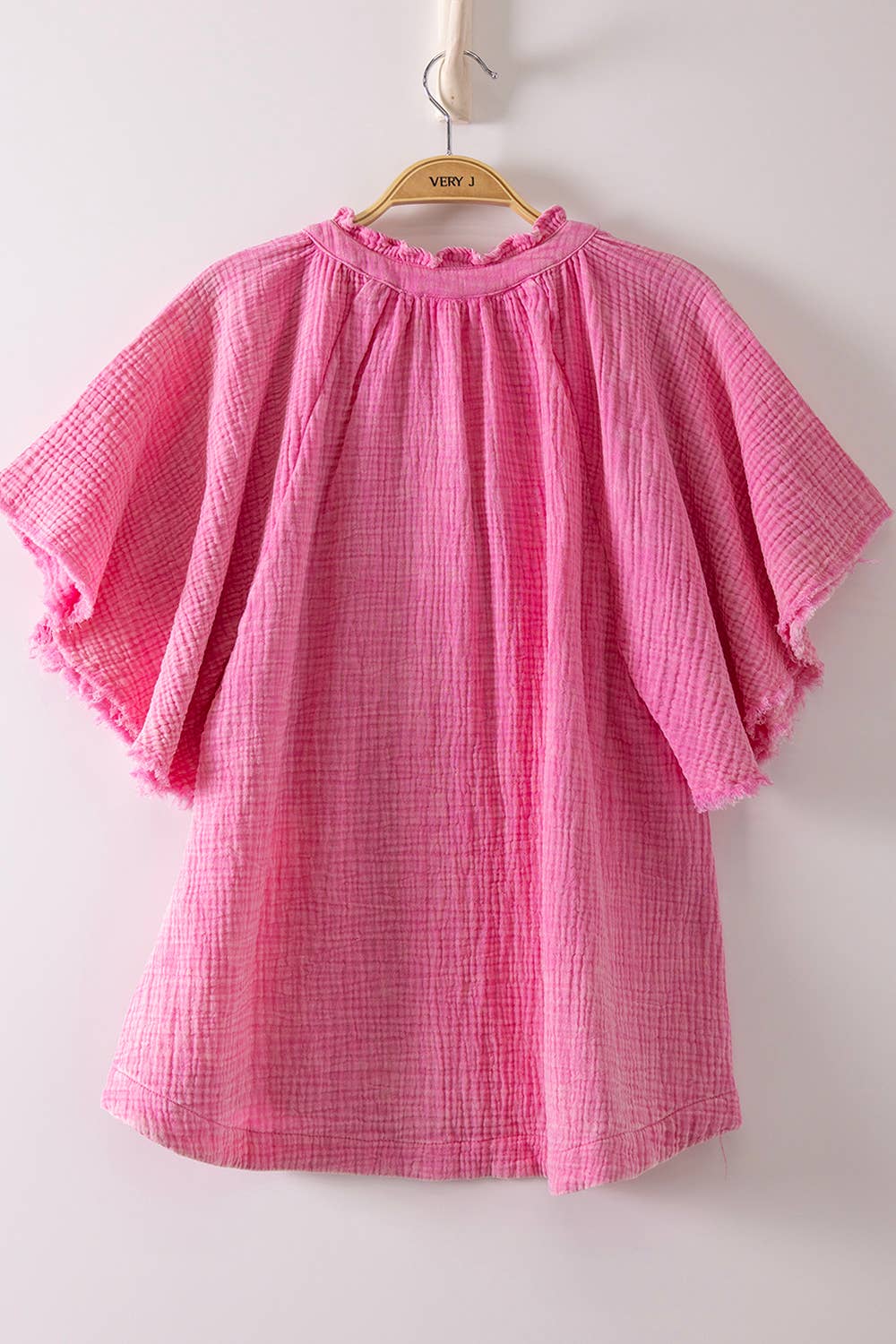 VERY J - Mineral Washed Gauze Blouse Top