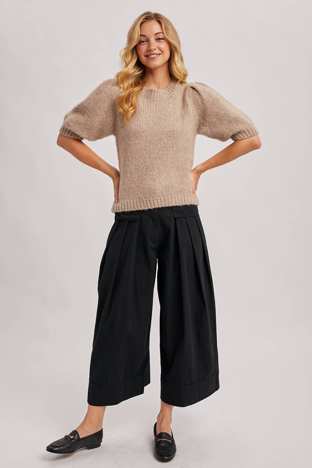 PUFF SLEEVED KNIT SWEATER Bluivy