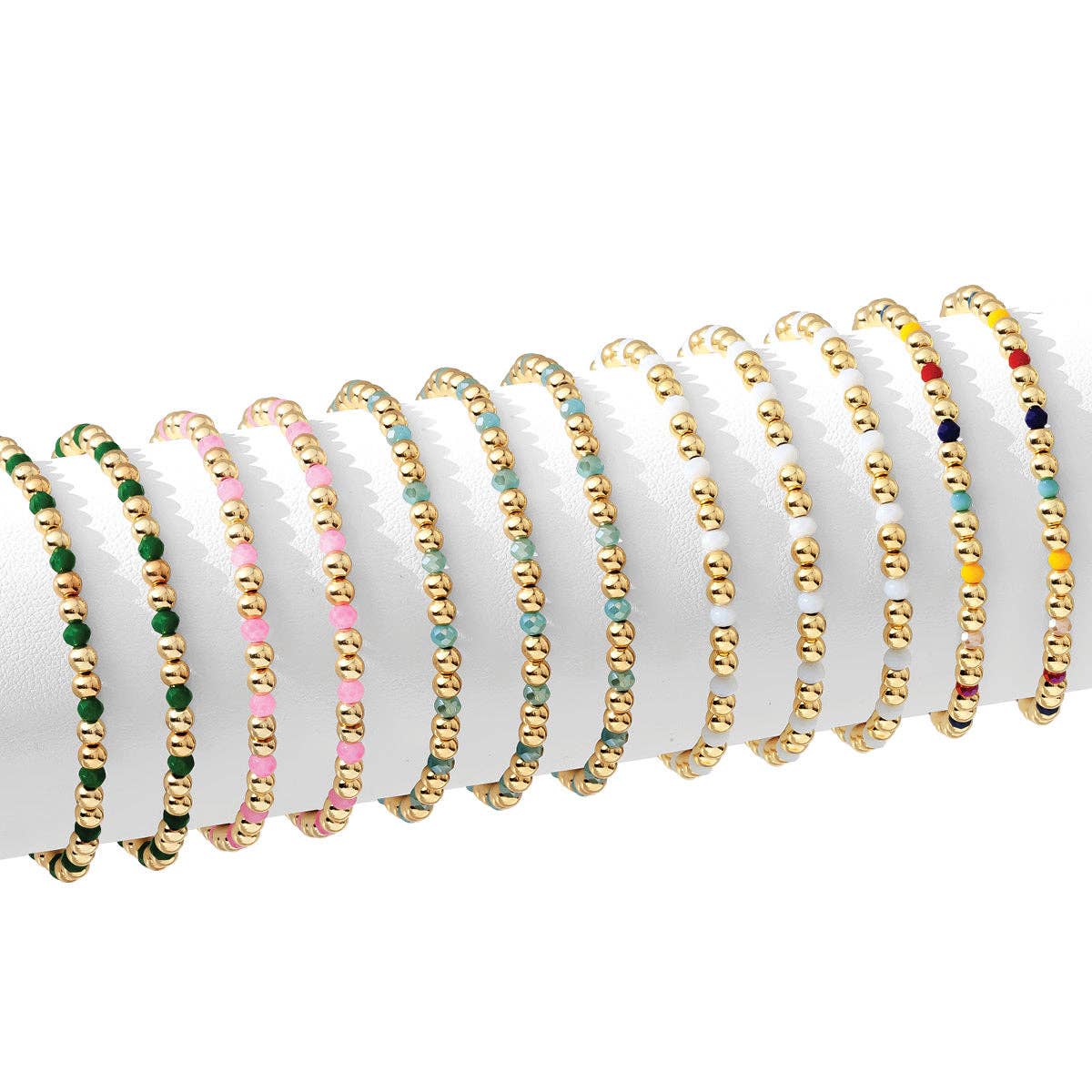 Splendid Iris 4mm Bead & Crystal Stretch Bracelets B3344