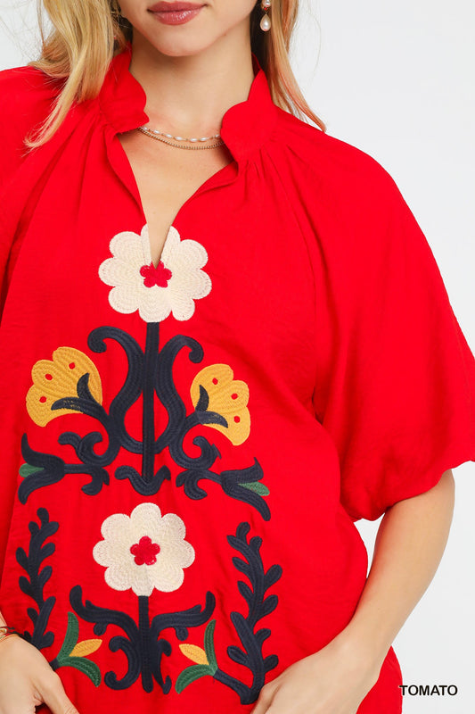 UMGEE -Embroidery Top Red - 926 West