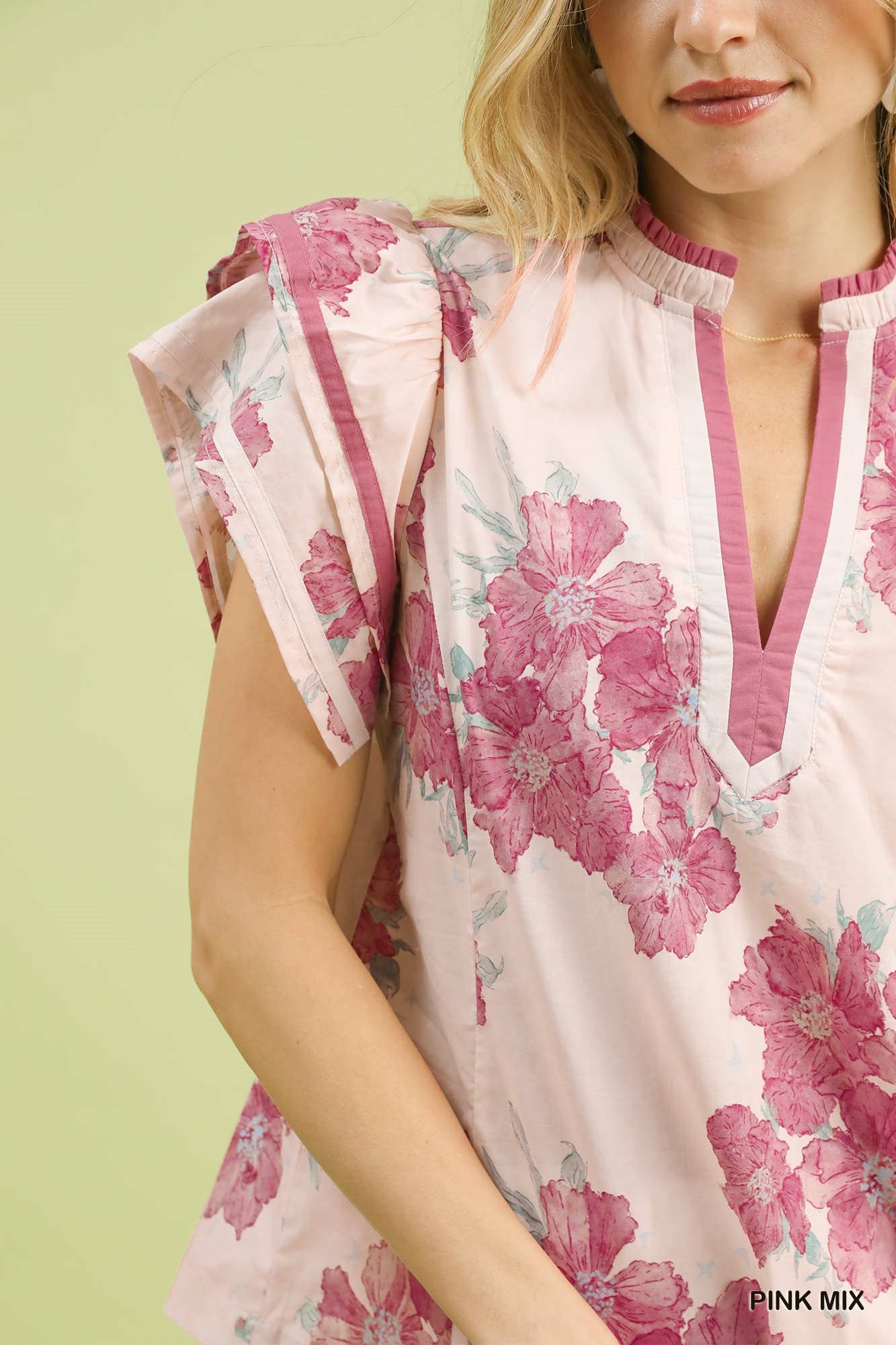UMGEE - Mix Floral Ruffle Sleeve Blouse
