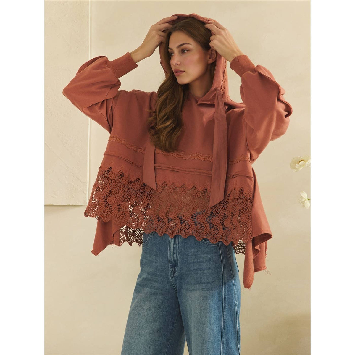 Willow Mineral-Wash Terry & Eyelet Sweatshirt