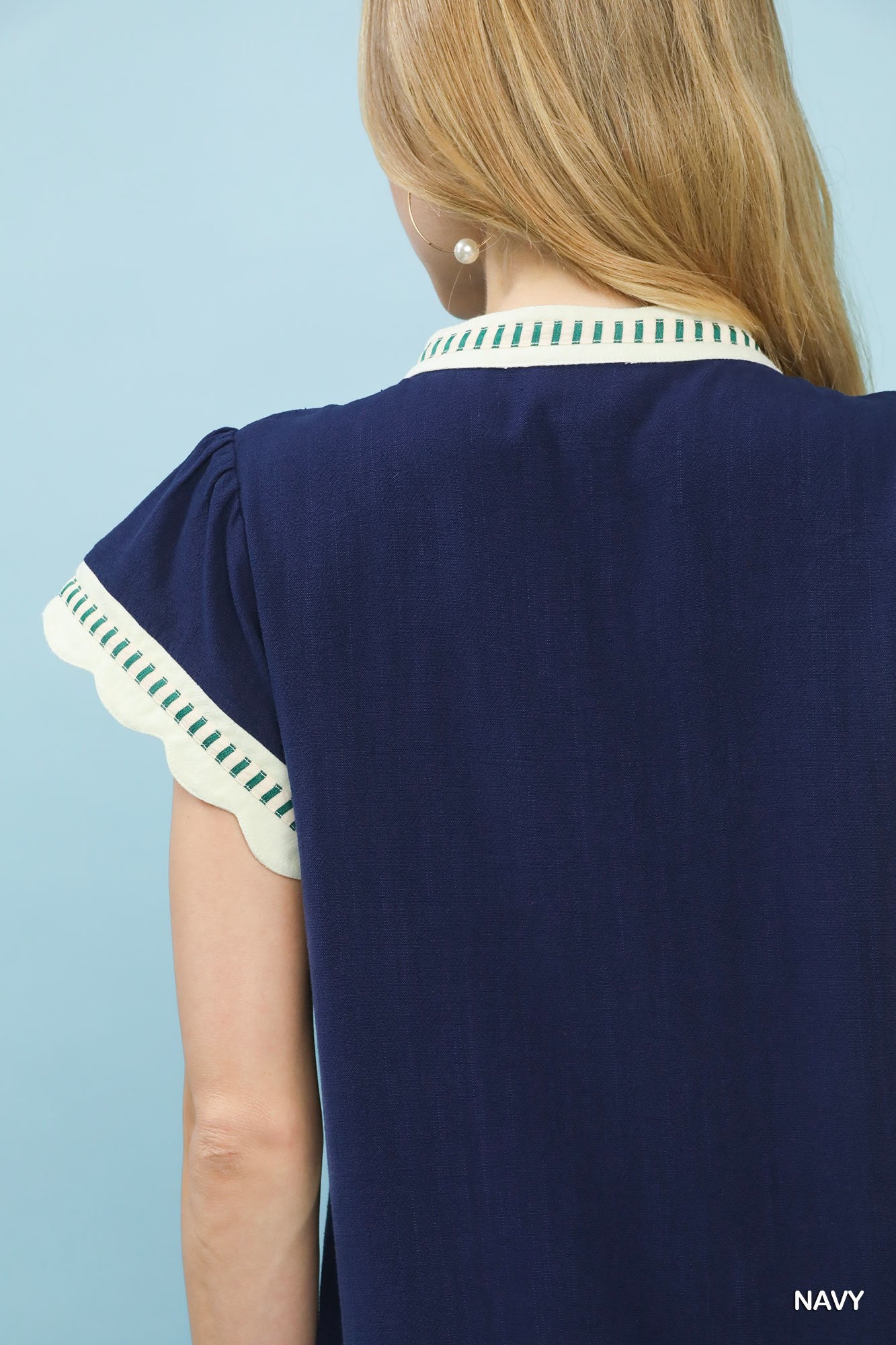 UMGEE Contrast Scallop Trim Top