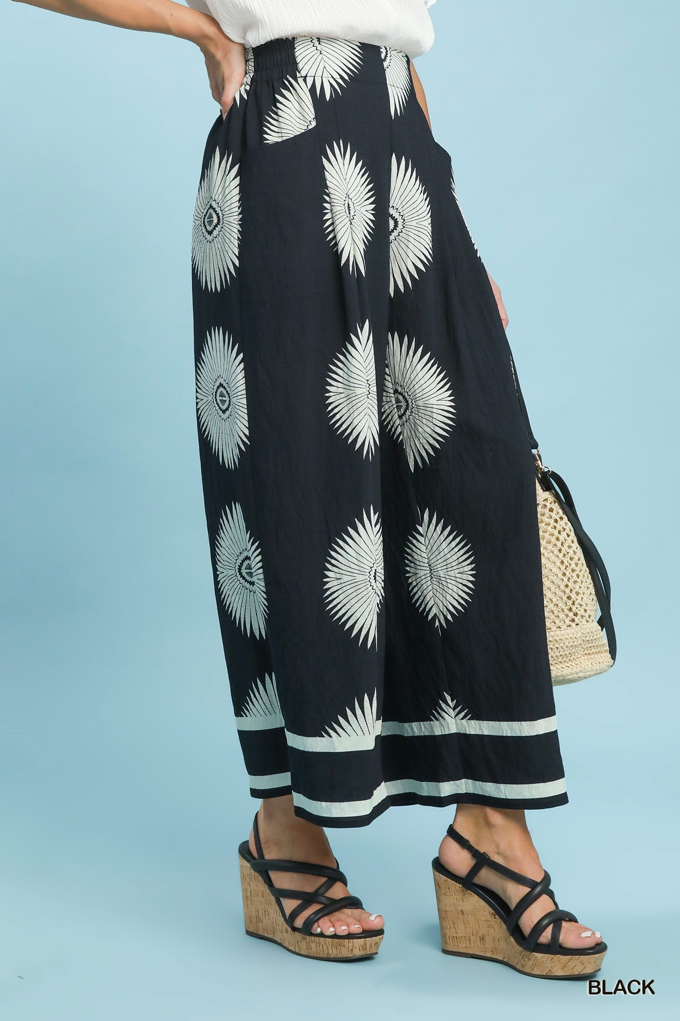 UMGEE - Abstract Border Print Wide Leg Pants
