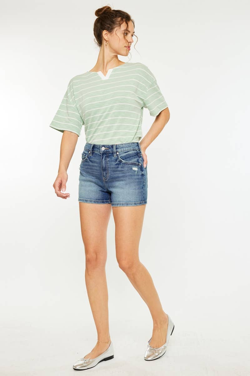 Ballota - HIGH RISE MOM SHORT MEDIUM WASH COMFORT STRETCH 926 WEST