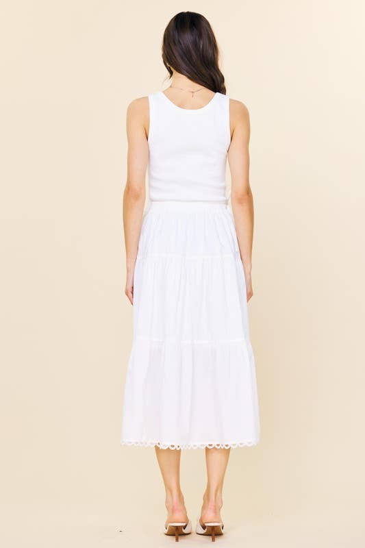 SKIES ARE BLUE -Sleeveless Knit Tank Poplin Skirt Dress - 926 West