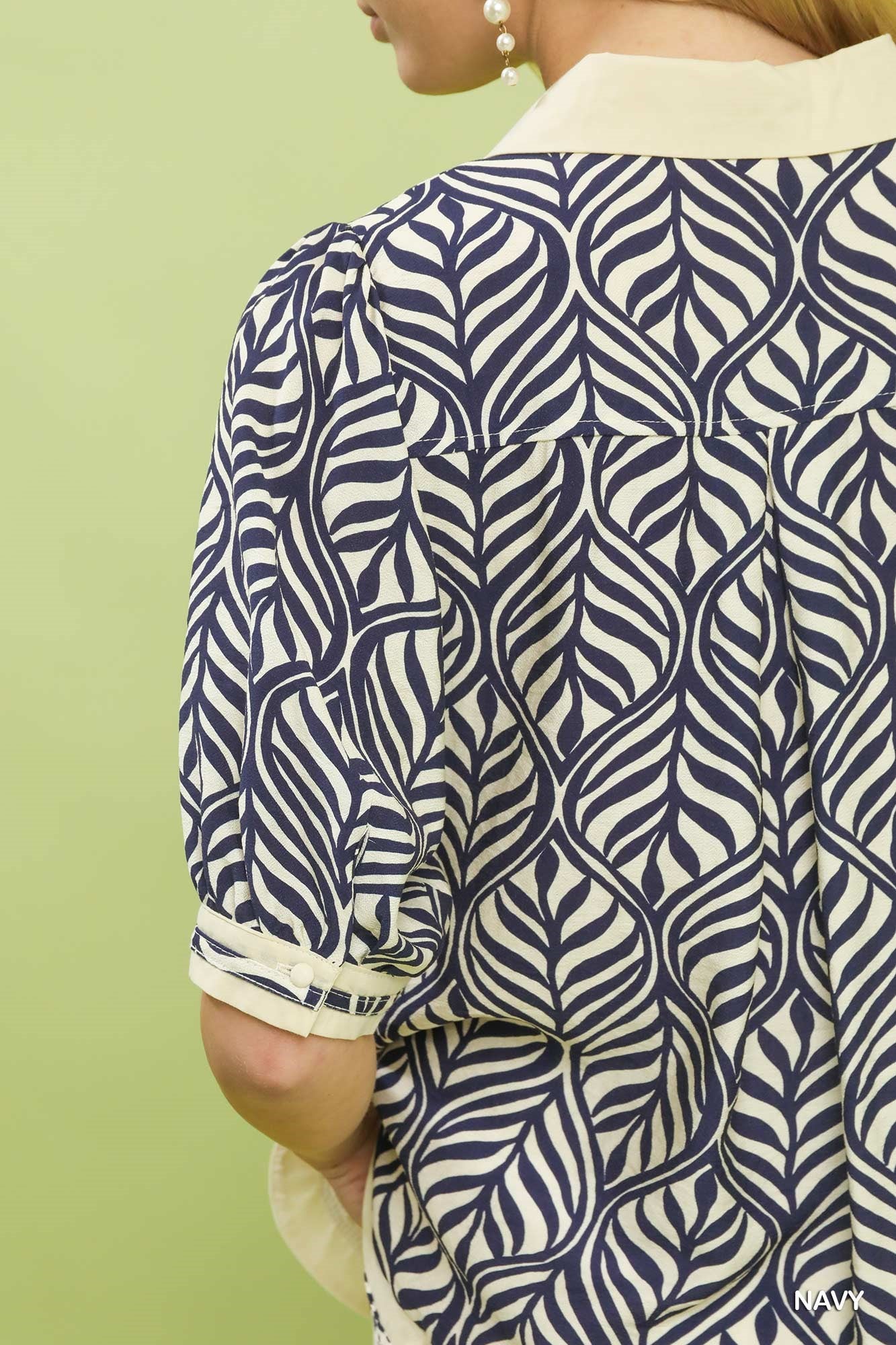 UMGEE - Geometric Leaf Print Popover Top