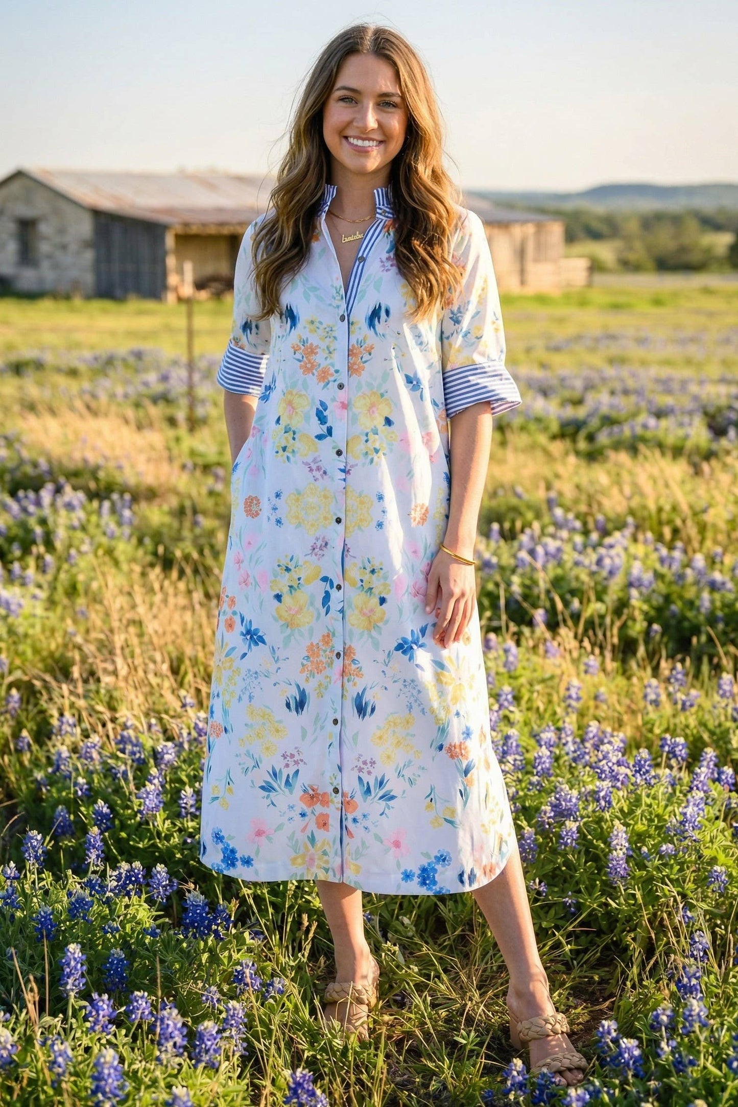 Beeson River Floral Shirt Midi Dress