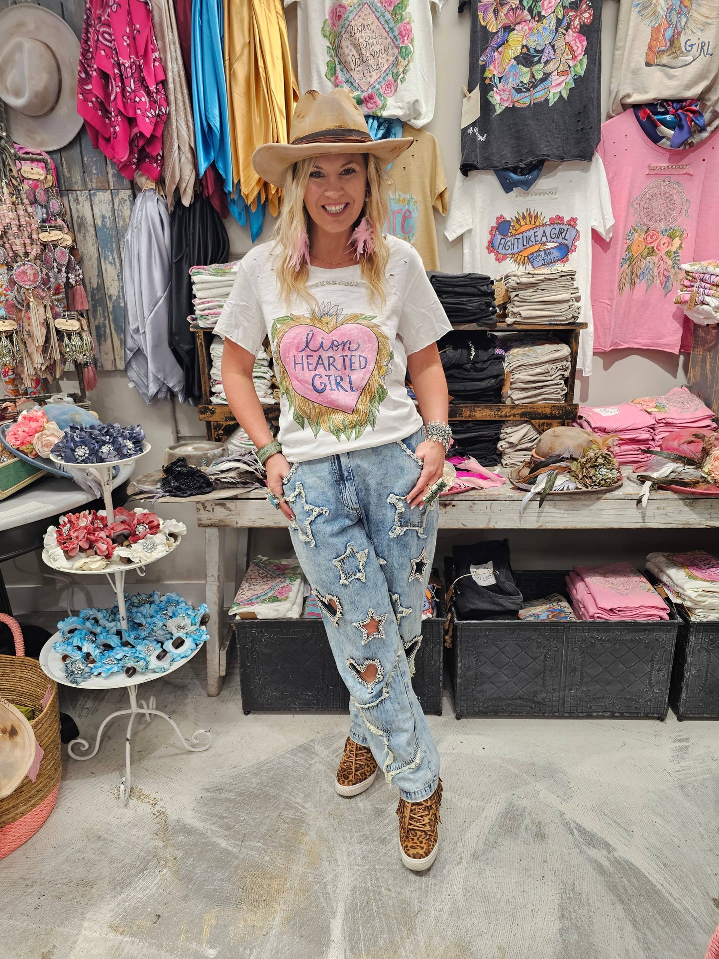 A Rare Bird Lion Hearted Girl Tattered Tee
