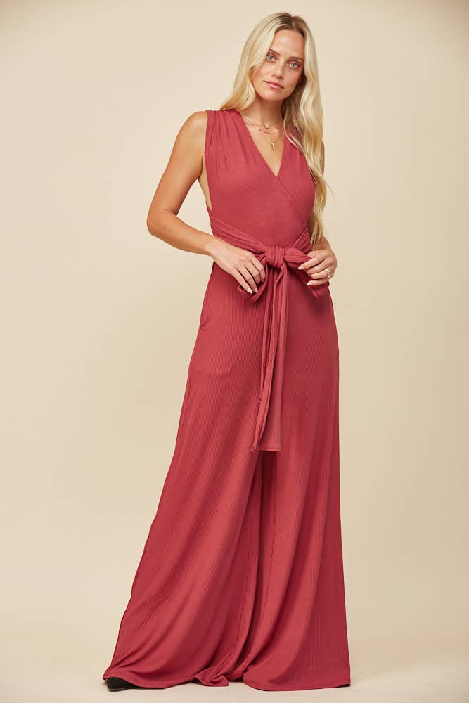 BOHO RIBBED MAGIC MULTIWEAR JUMPSUIT - MARSALA 926 WEST