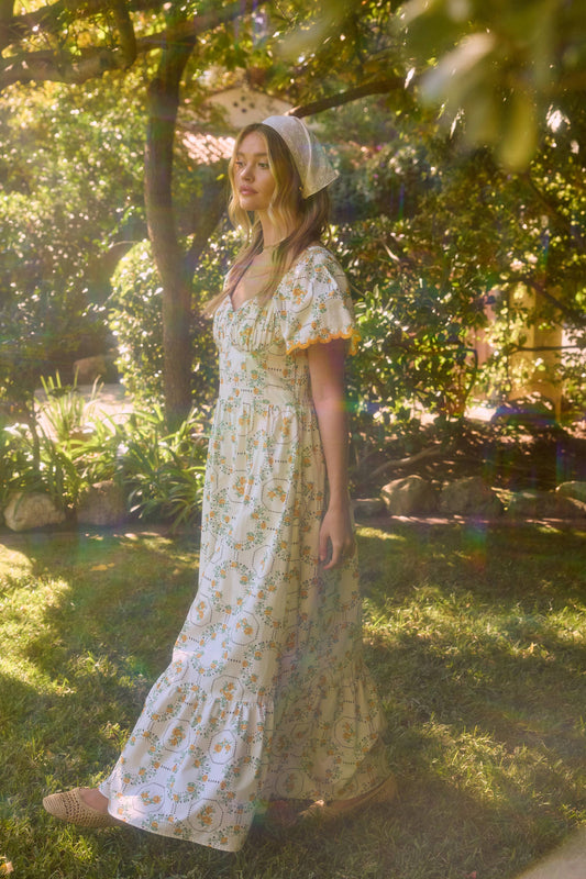 SKIES ARE BLUE - Sweetheart-Neck Floral Peplum Dress with Puff Sleeves - 926 West