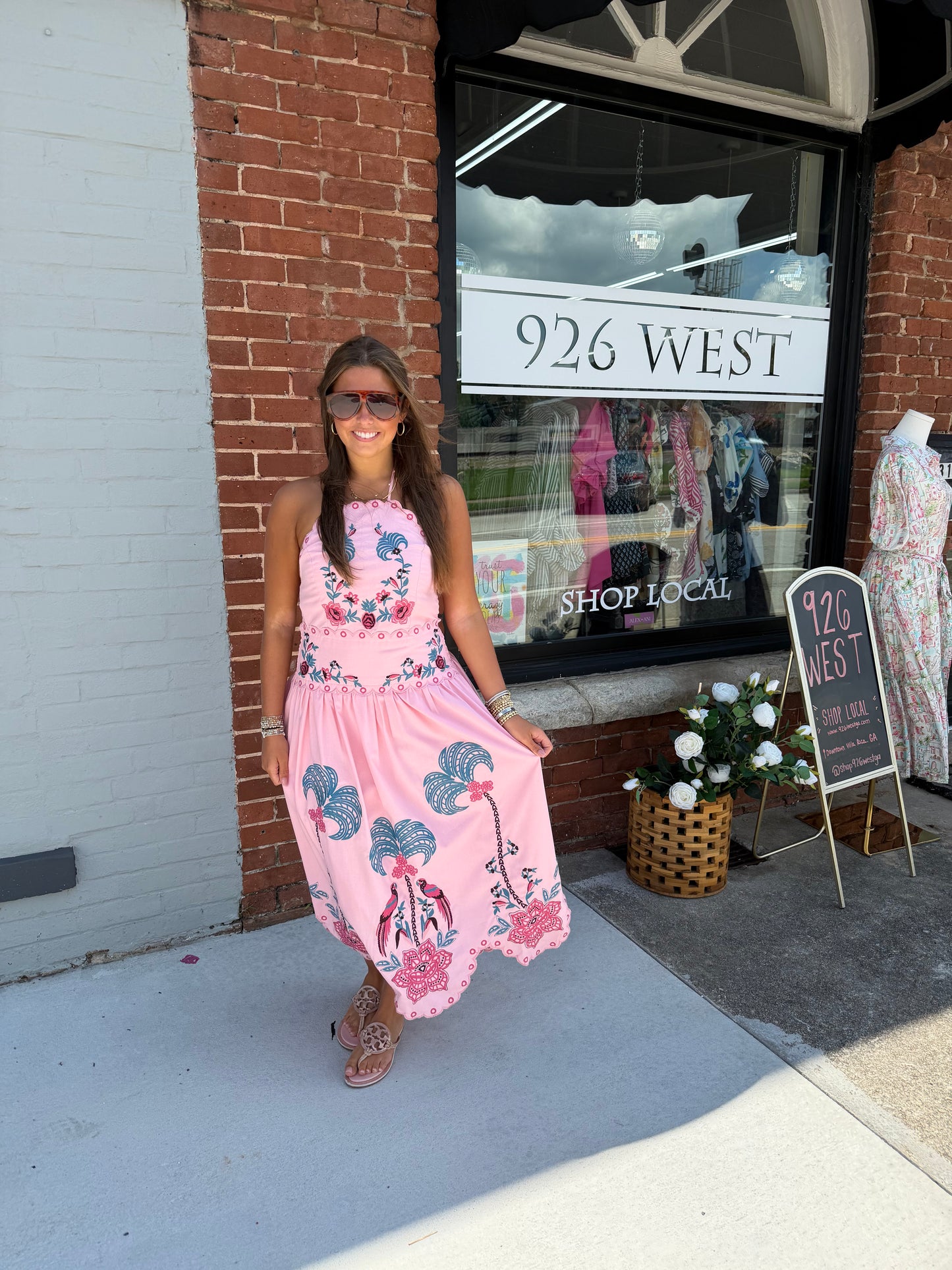 Fate Scalloped Edge Embroidered Halter Dress