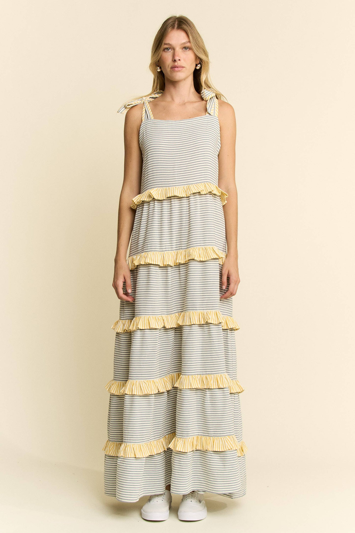 JADE BY JANE - STRIPED TWO TONE TIERED MAXI DRESS - 926 West