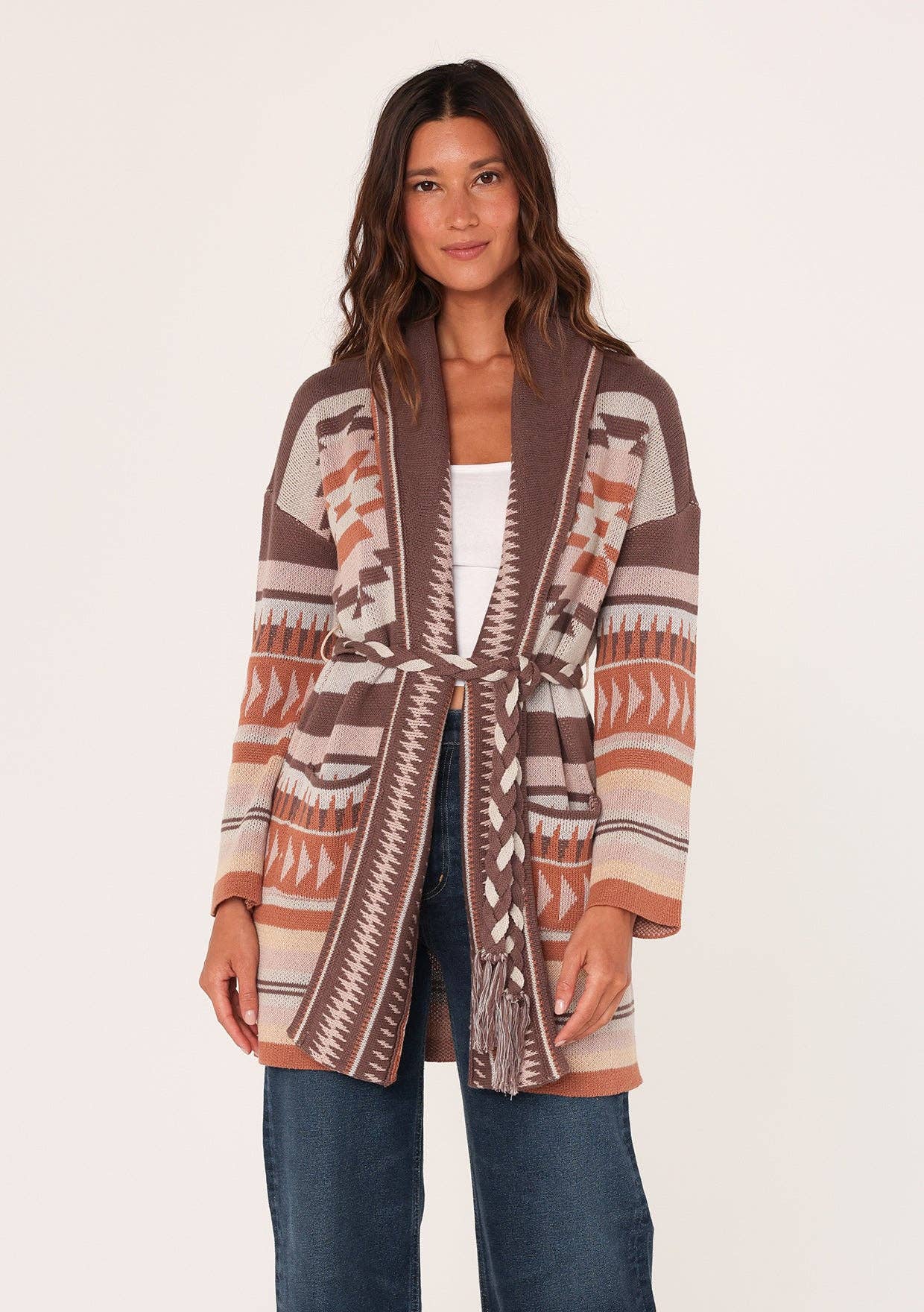 Heritage Jacquard Long Sleeve Wrap Cardigan Lovestitch