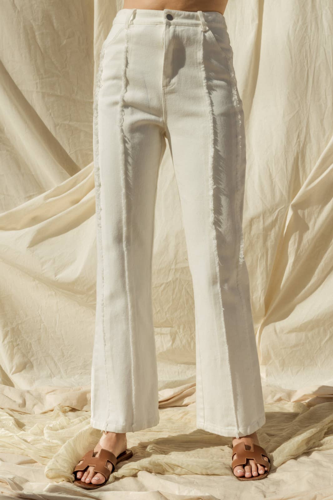 FRAYED HEM FLARE PANTS 926 WEST