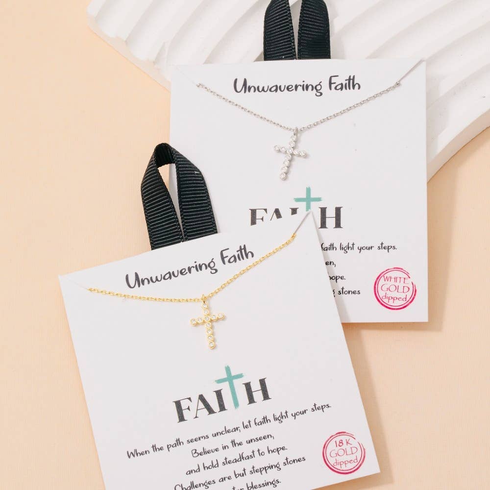 Gold Dipped Cz Pave Dainty Cross Pendant Necklace Fame Accessories