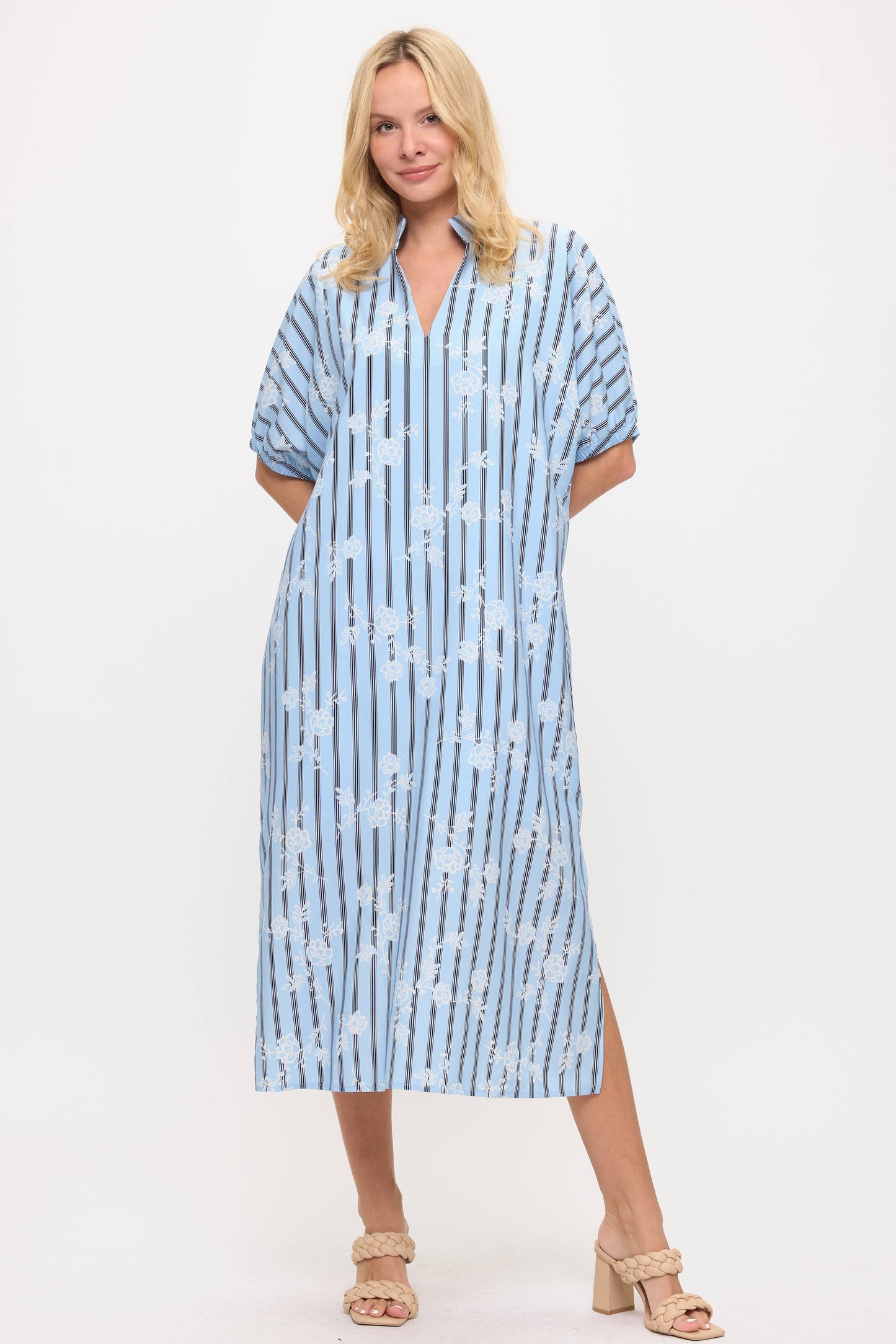Beeson River - Striped and Floral Maxi Dress