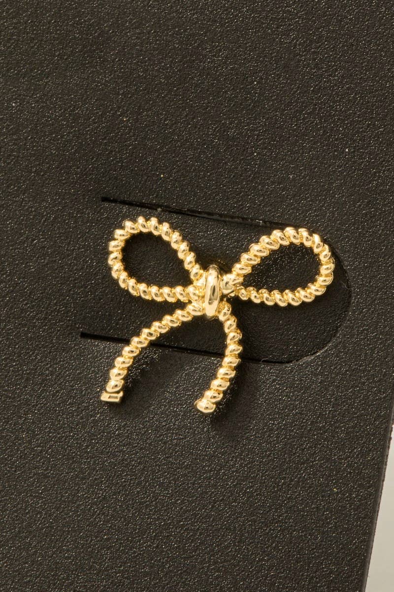 Gold Dipped Ribbon Bow Stud Earrings 926 WEST