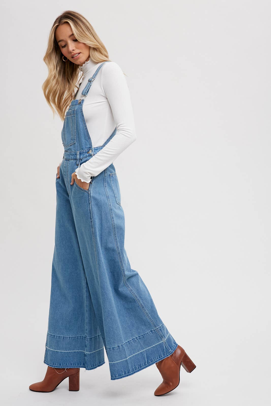 DENIM WIDE LEGS OVERALLS Bluivy