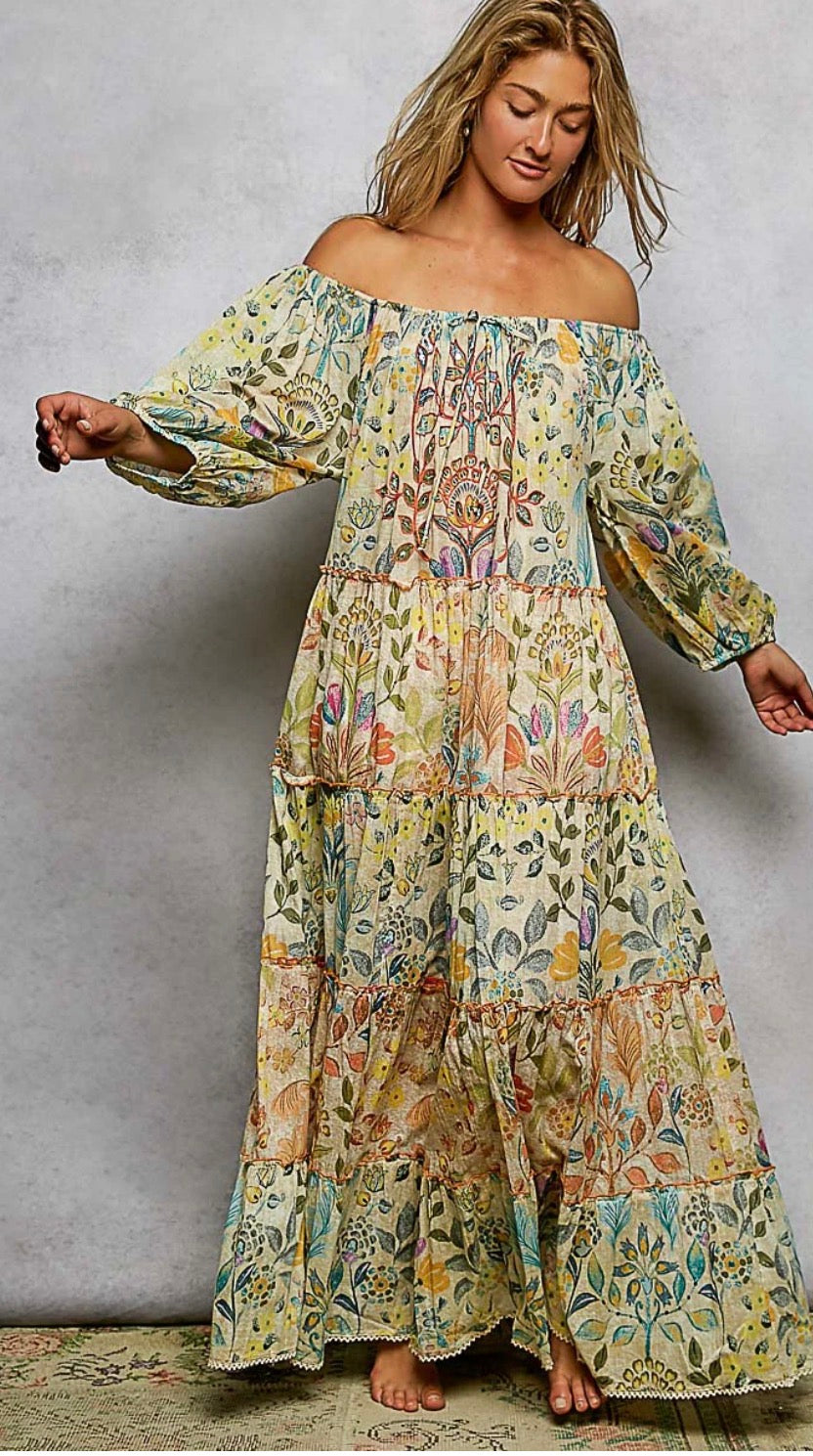 POL Embroidered Maxi Dress with Sequins