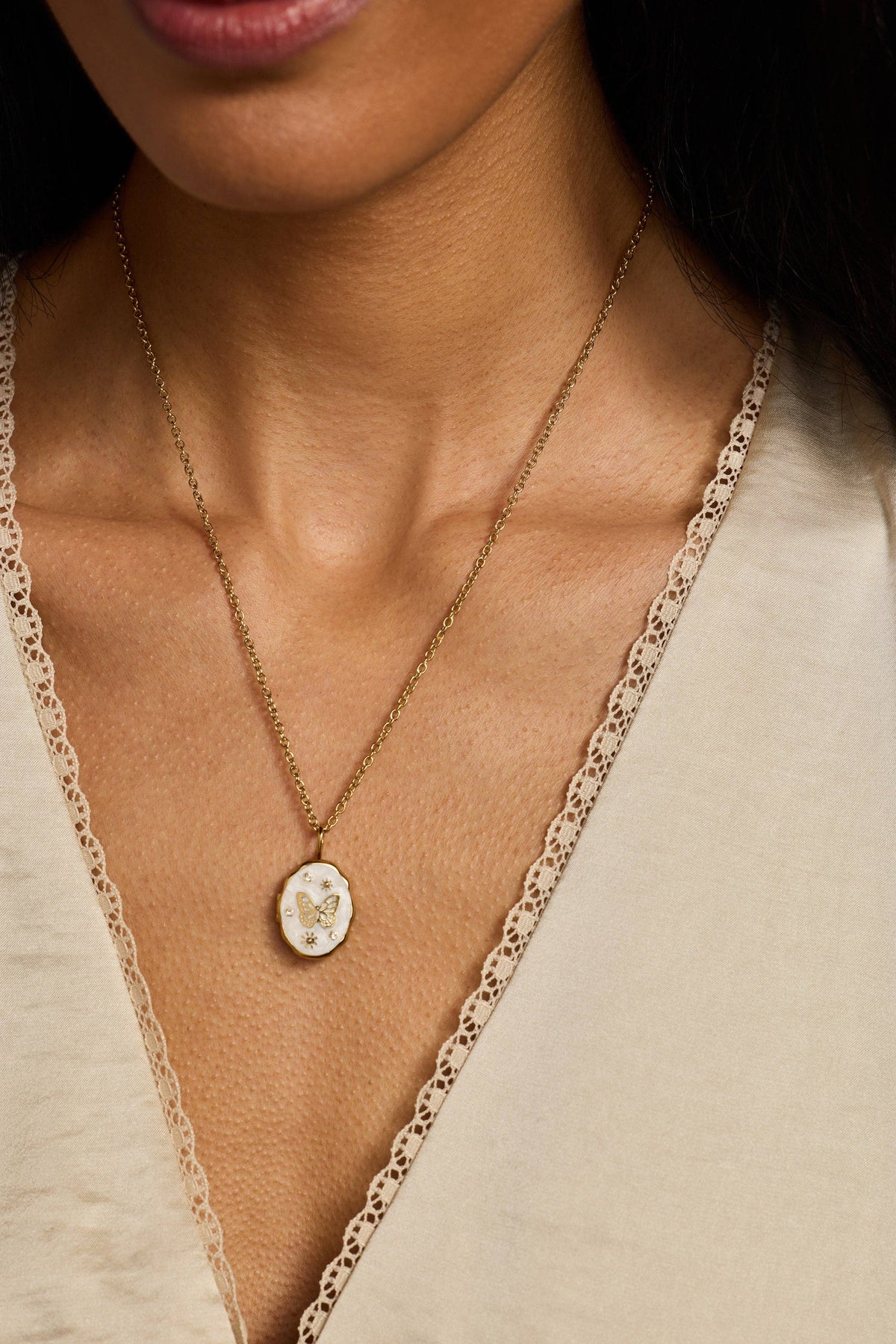 Alex & Ani Filigree Butterfly Locket Pendant Necklace