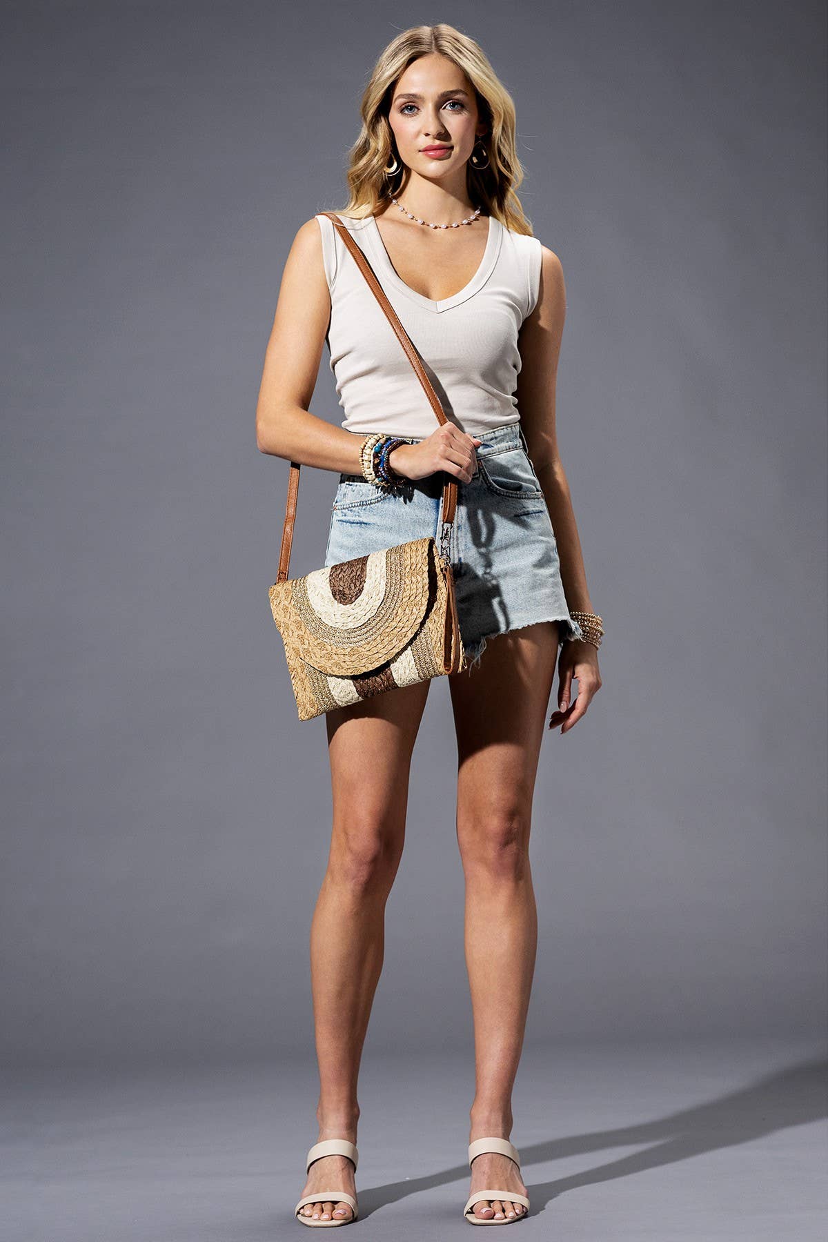 Metallic Lined Straw Clutch & Crossbody Bag Urbanista