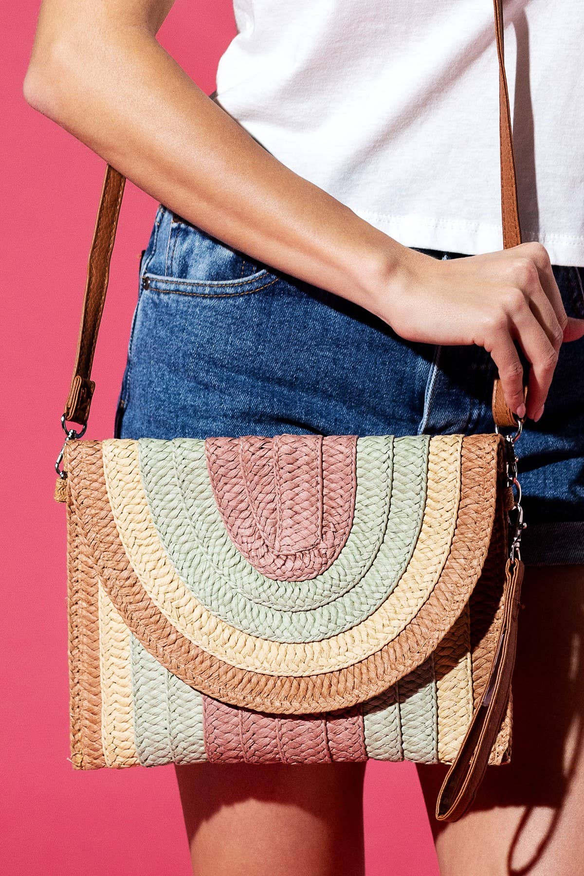 Colorful Striped Straw Crossbody/Clutch Urbanista