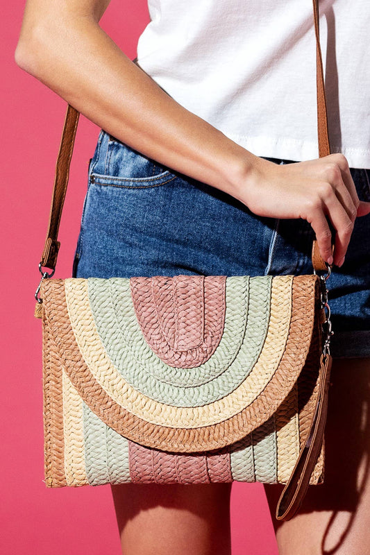 Colorful Striped Straw Crossbody/Clutch Urbanista