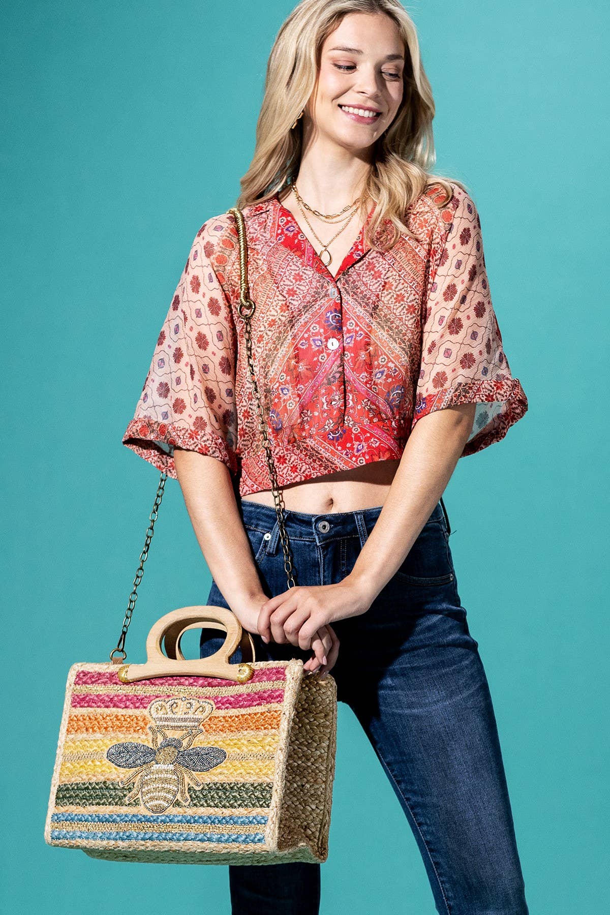 Azure-Bee Jute Tote Bag Urbanista