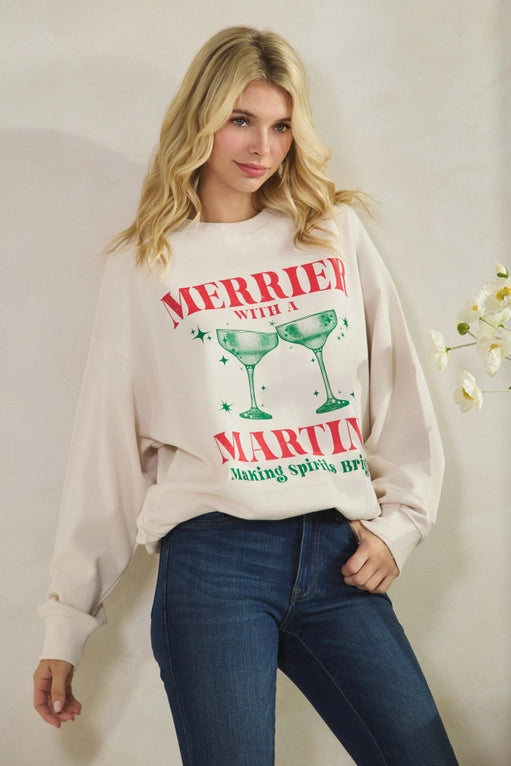 Merrier with A Martini, Graphic Sweatshirt