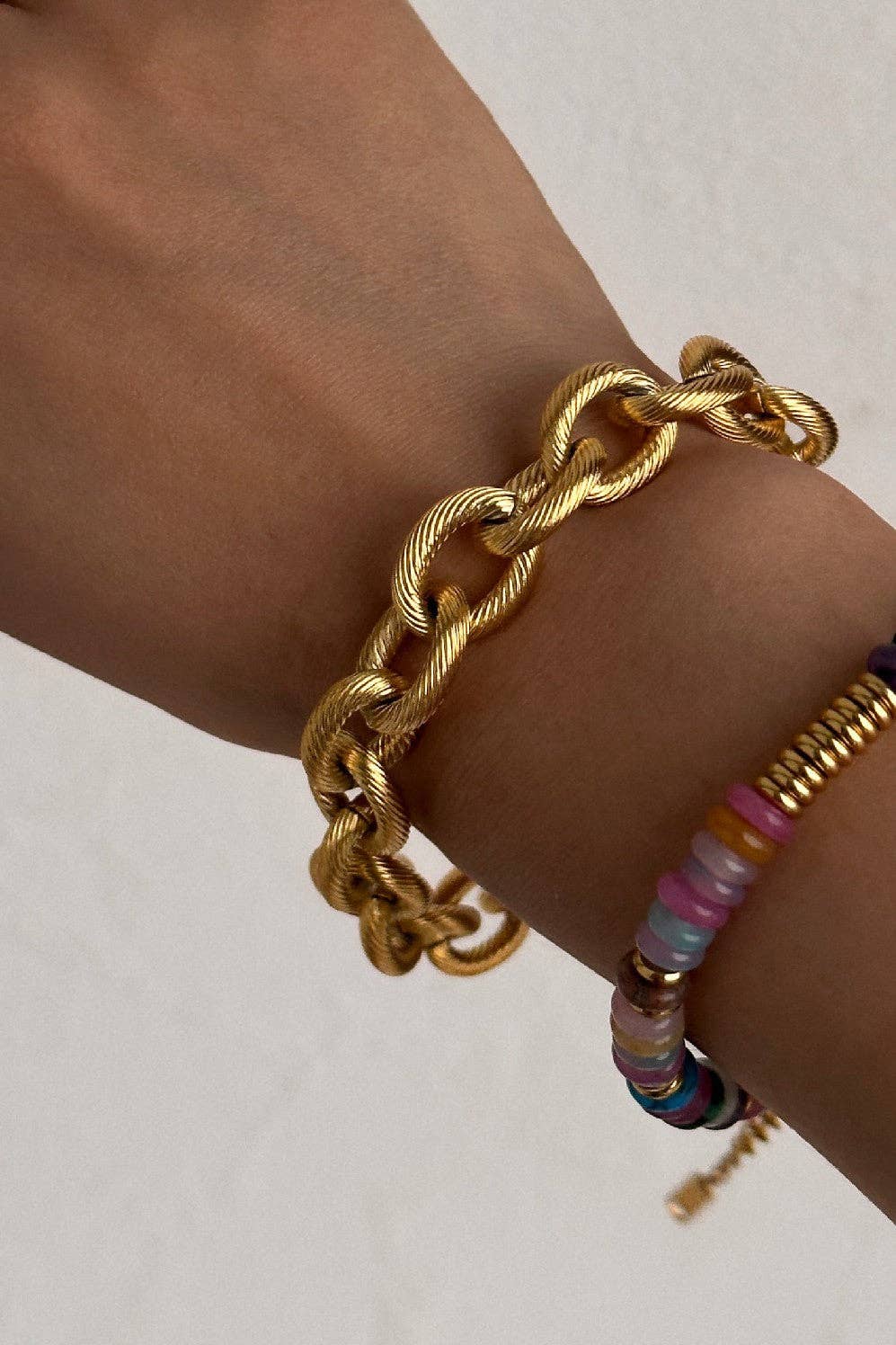 18K Gold Plated Stainless Steel Chunky Link Chain Bracelet - 926 West