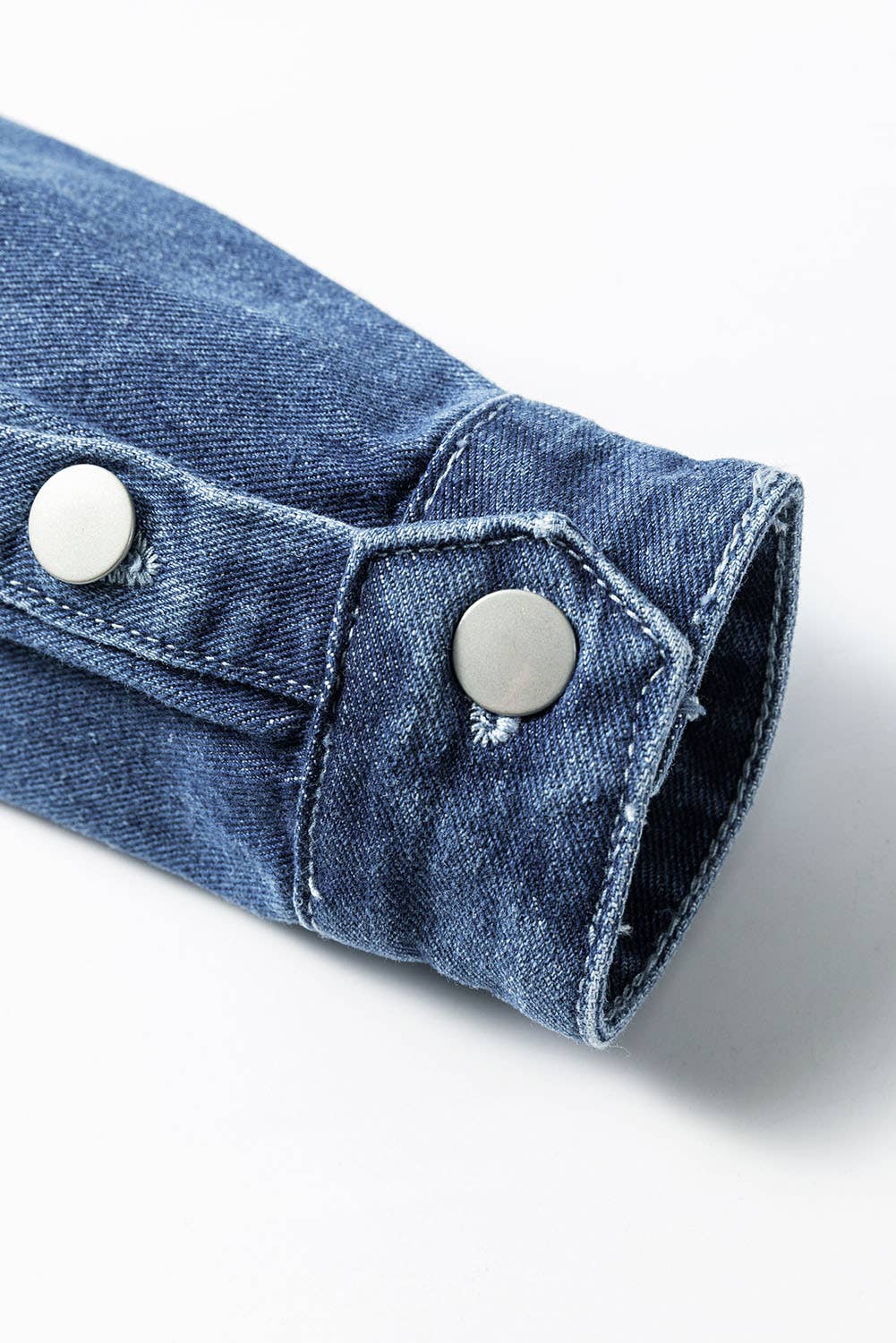 Light Wash Distressed Frayed Long Denim Jacket 926 WEST