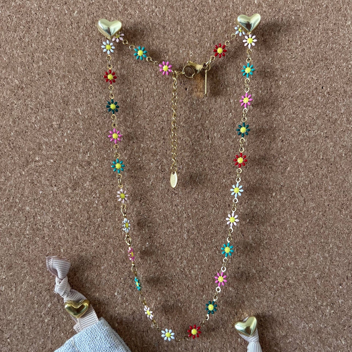 Colorful Flower Strand Layering Necklace | 18K Gold Plated