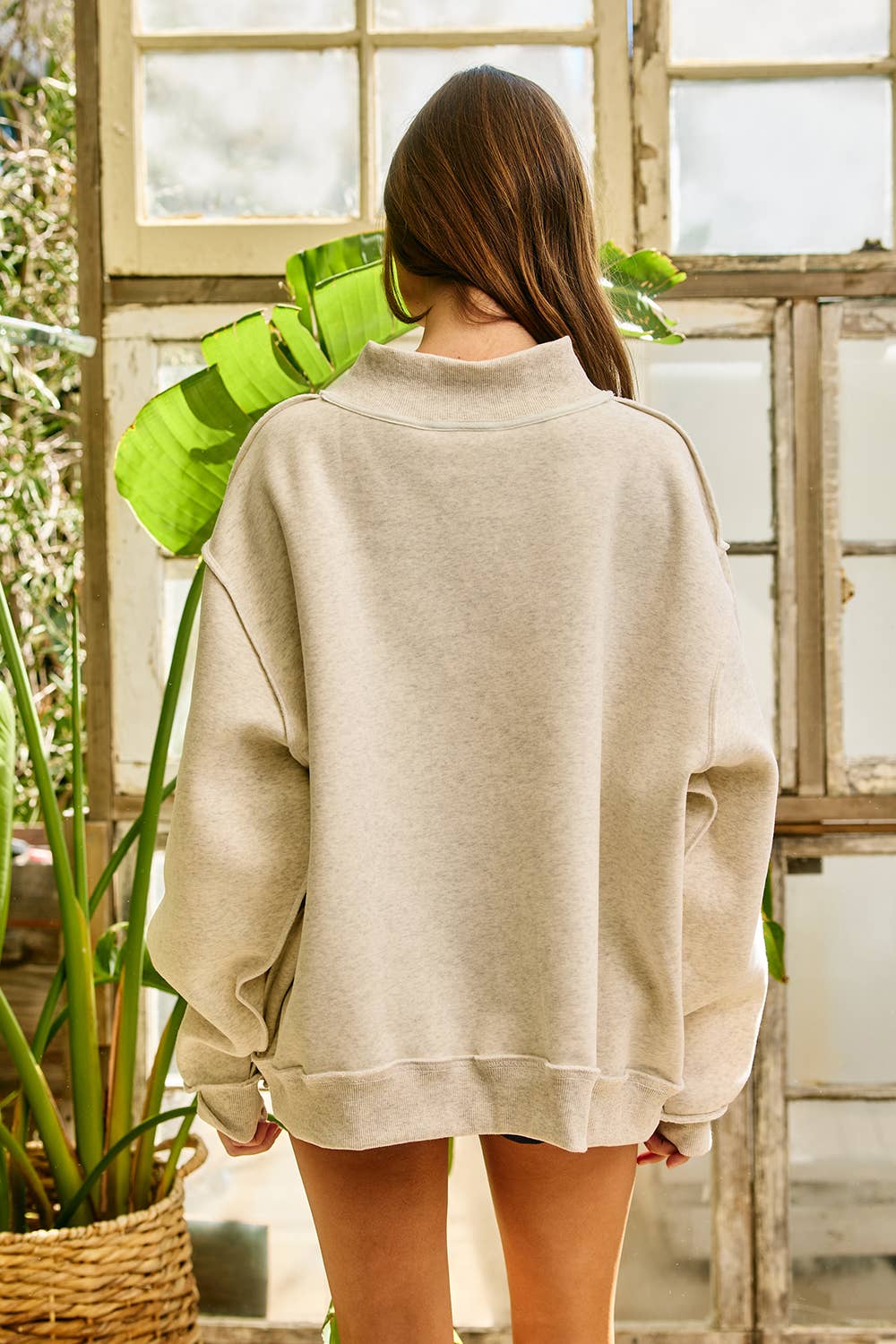 ALABAMA - Oversized Embroidered Mock Neck Sweatshirt