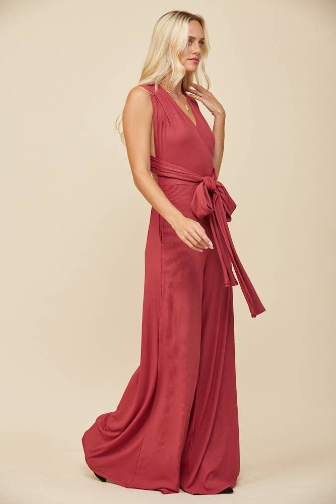BOHO RIBBED MAGIC MULTIWEAR JUMPSUIT - MARSALA 926 WEST