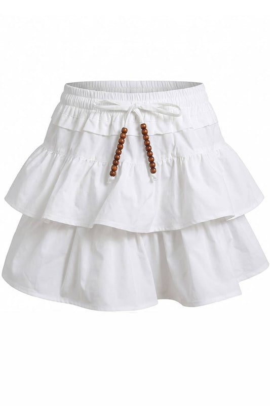 Tiered Ruffle Drawstring Mini Skirt