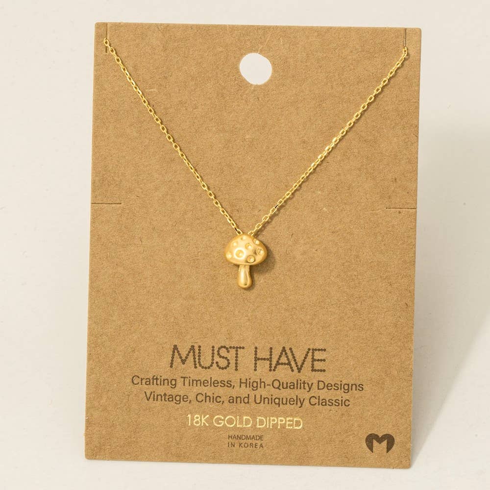 Gold Dipped Mini Mushroom Pendant Necklace Fame Accessories