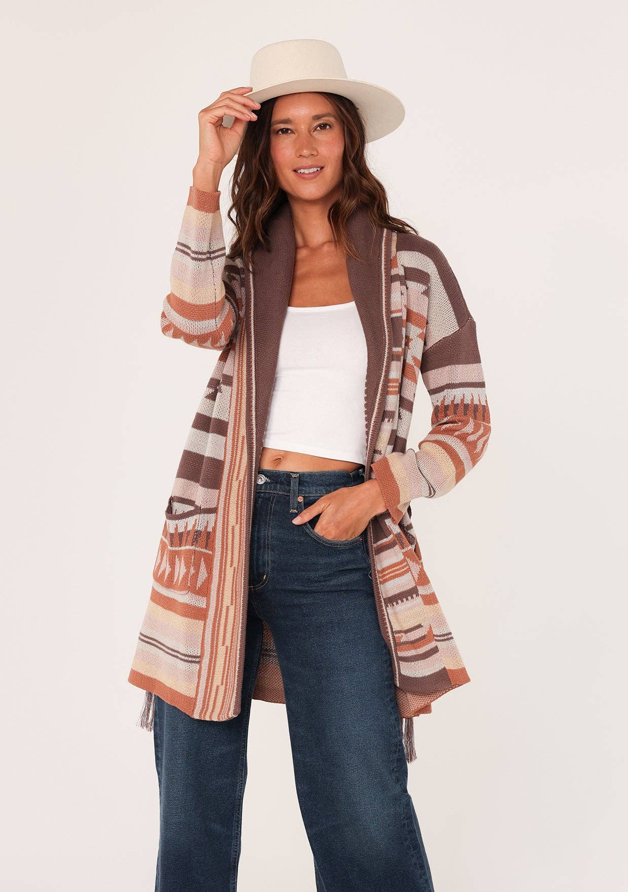 Heritage Jacquard Long Sleeve Wrap Cardigan Lovestitch