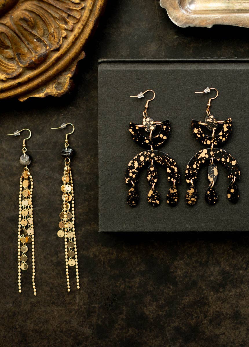 Sagitta Stone Gold Chain Earrings