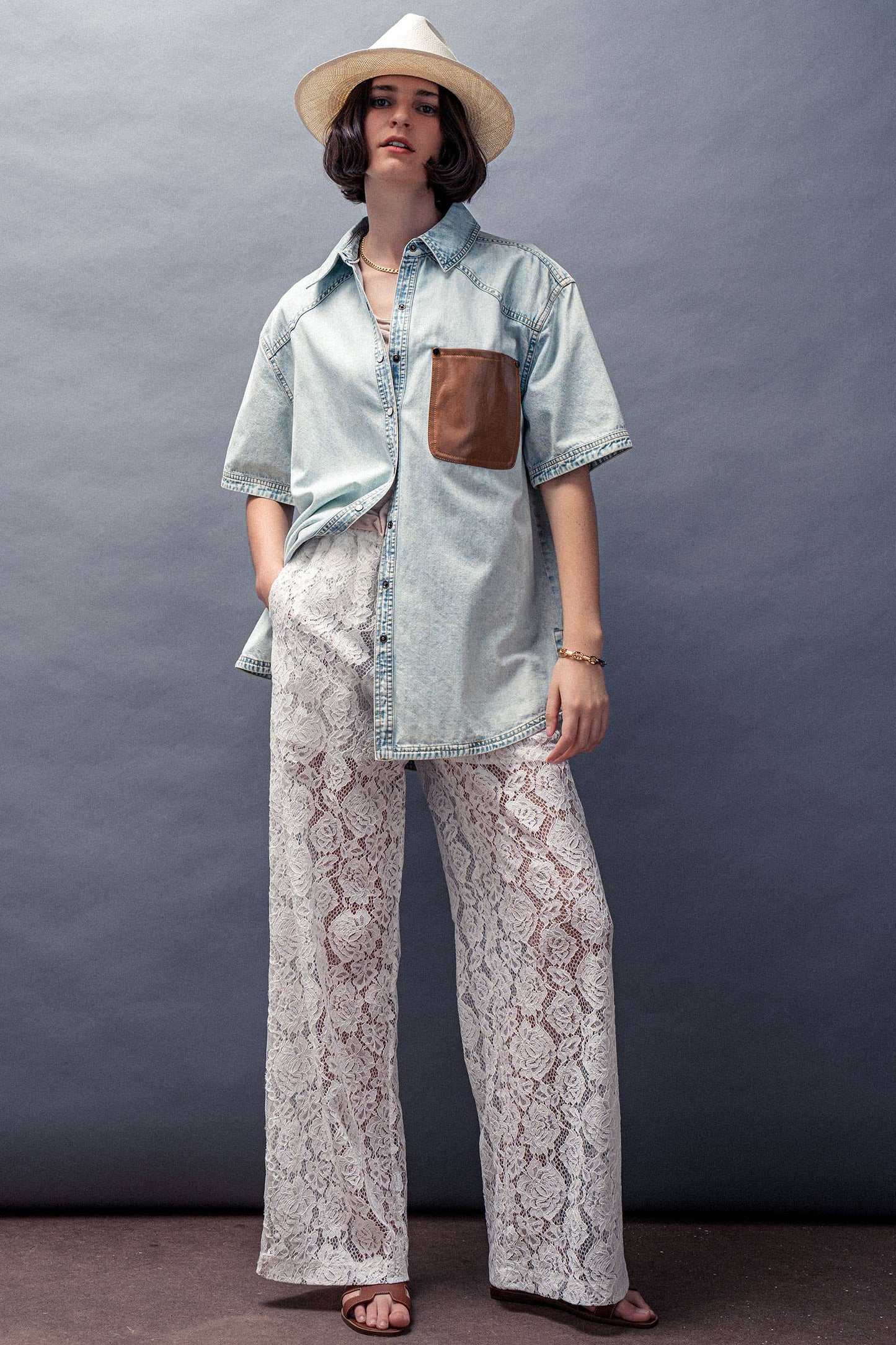 Floral Lace Wide-Leg Pants 926 WEST