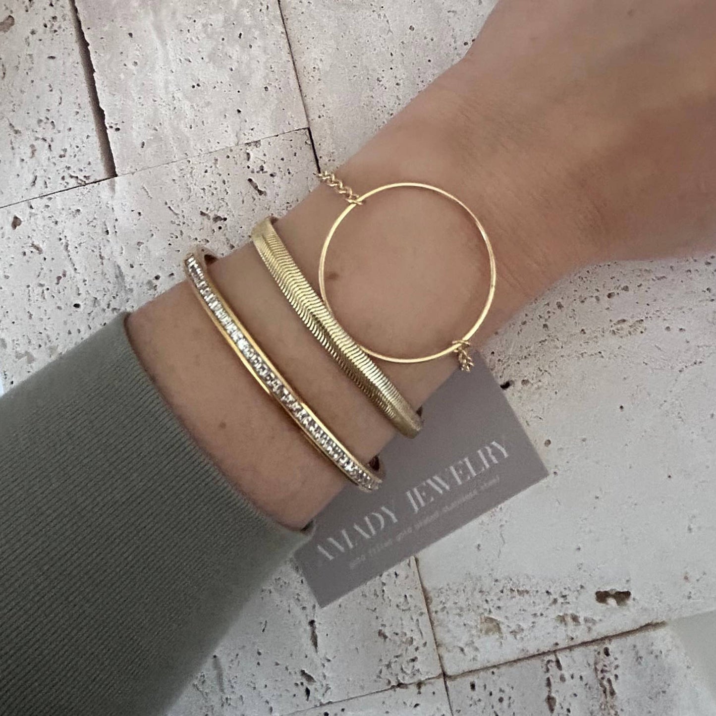 Tennis Bangle Bracelet 18K Gold Plated over stainless steel