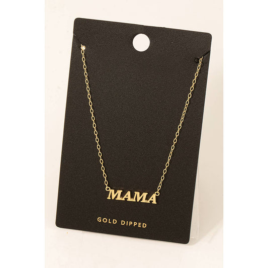 Gold Dipped Mama Pendant Necklace 926 WEST