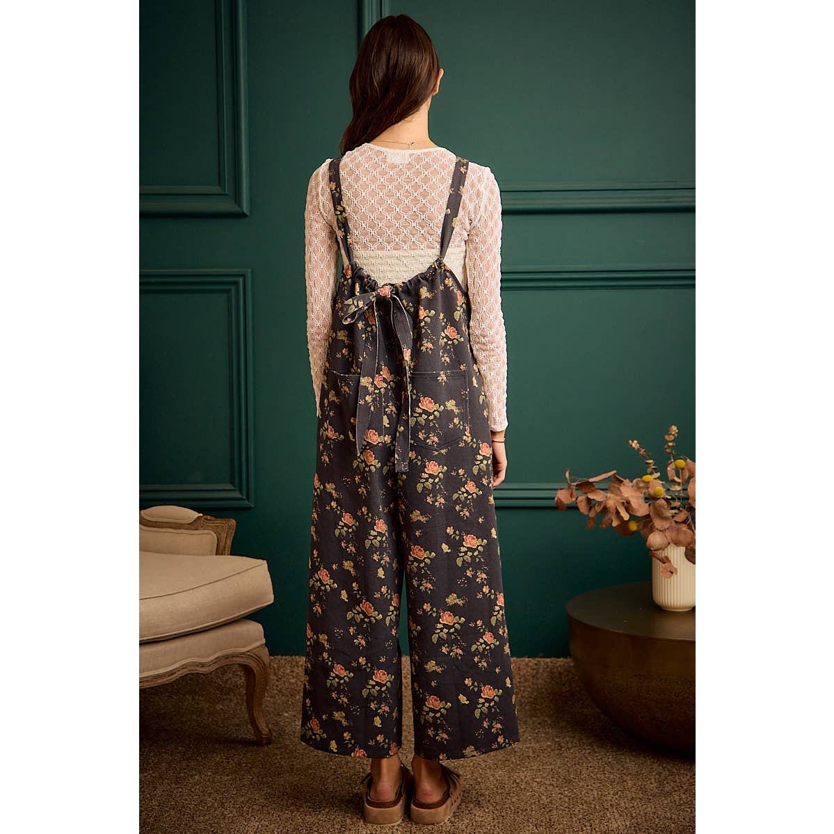 Floral Print Wide Leg Lightweight Jumpsuit