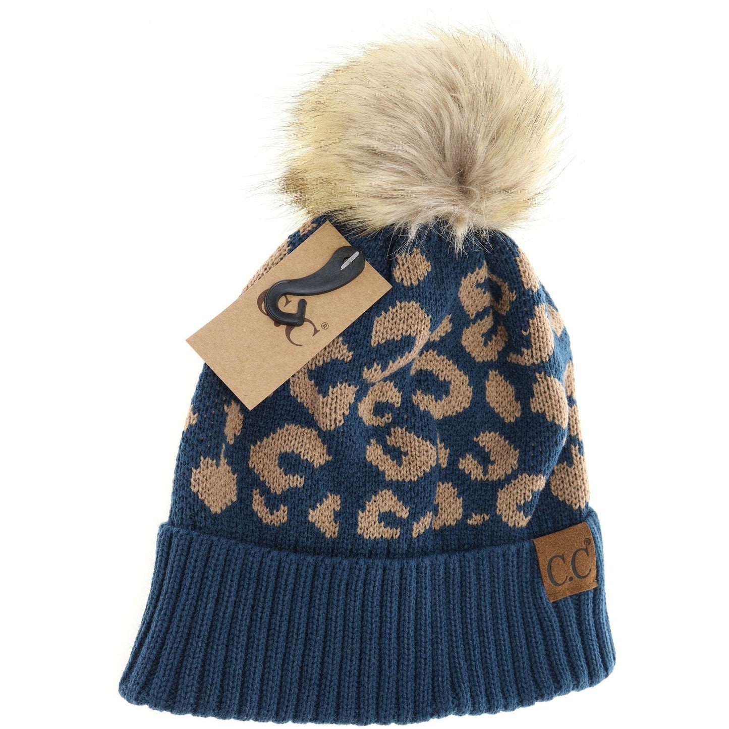 Leopard Pattern Fur Pom Beanie YJ2091 C.C Beanie
