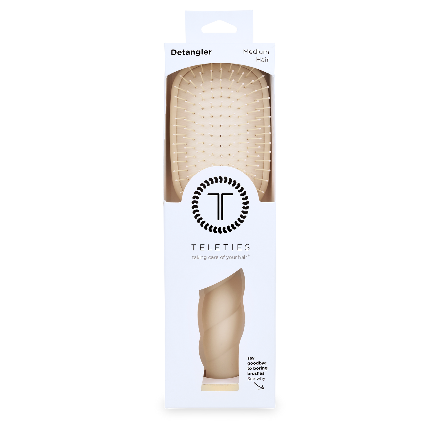 Teleties - Detangler Hair Brush for Medium Hair - Tan