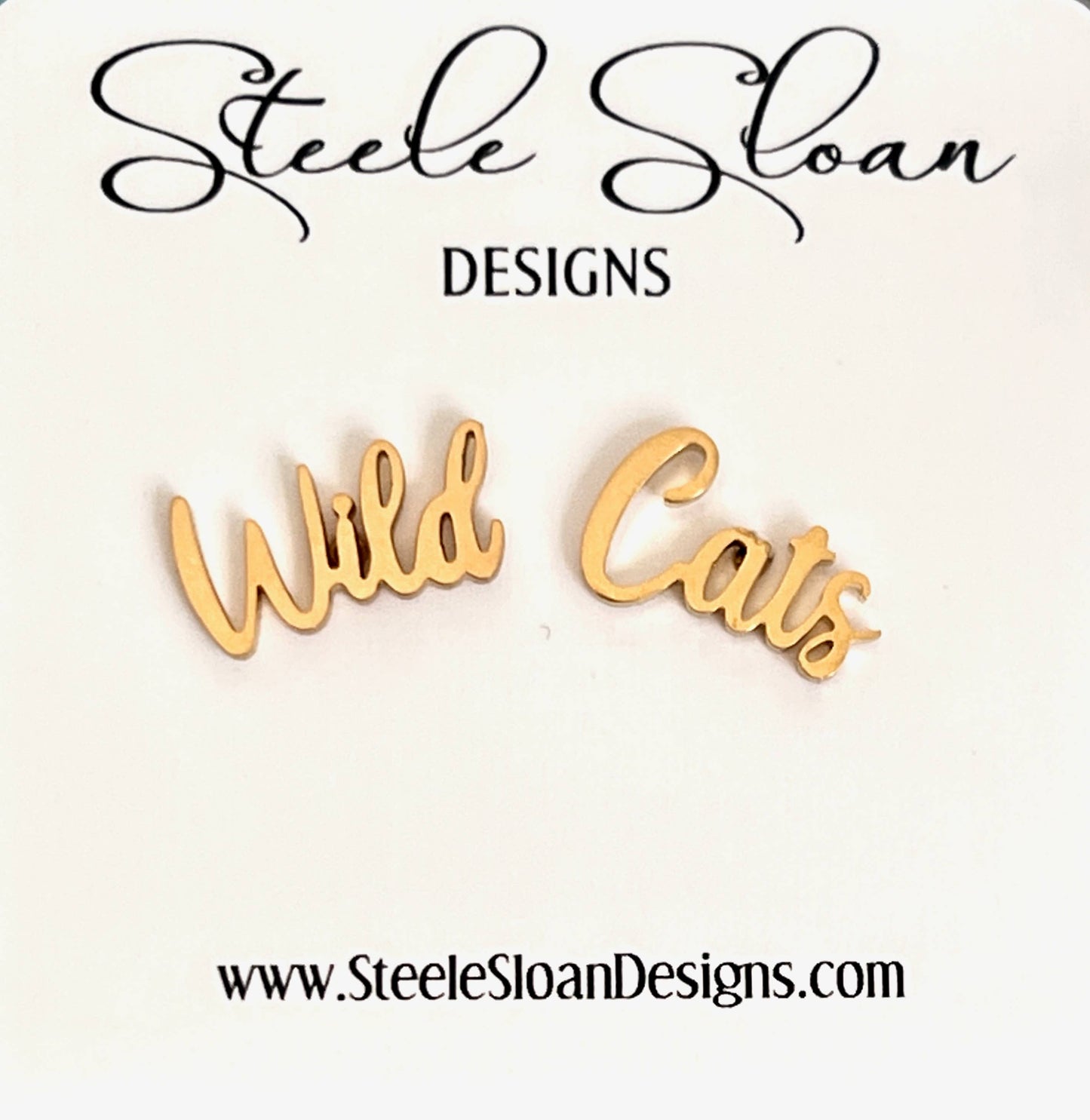 Cute Wild Cat Name Earrings, Gift for Wildcat Fan, Go Cats! Steele Sloan Designs